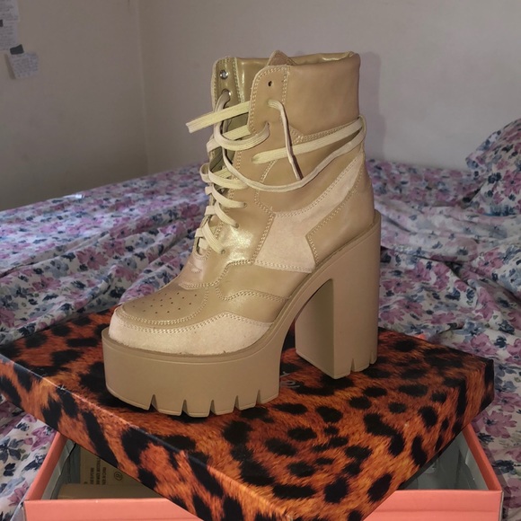 Nude Block Heel Booties - Picture 2 of 4